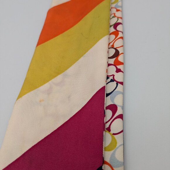 Coach Women’s Skinny 100% Silk Scarf Signature C Logo Print - Picture 7 of 11